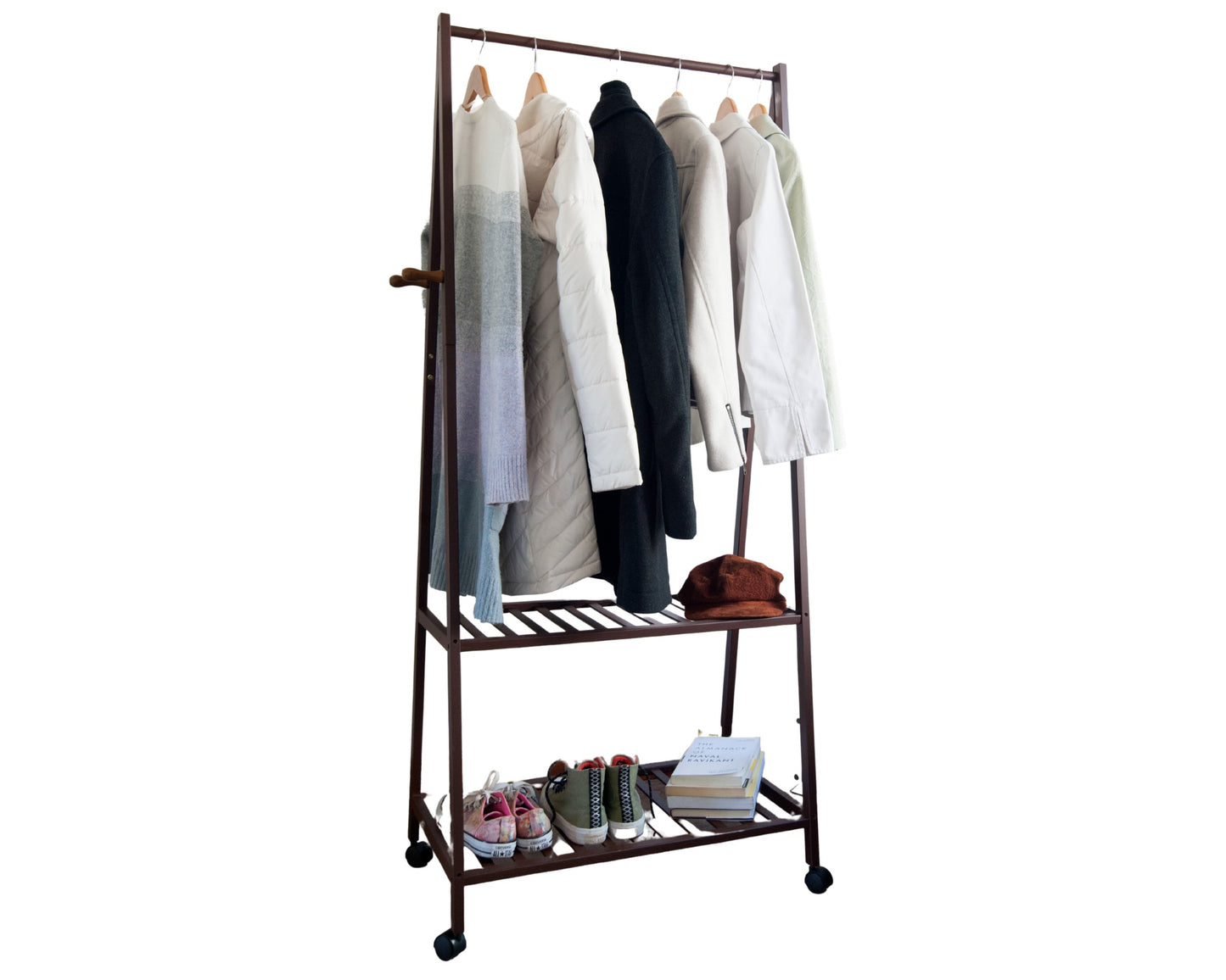 ABB4US | Standing Coat Rack to Leave Your Clothes and Shoes | Hallway Furniture for Home | Donkey with 2 Shelves | Donkey Entrance, Bedroom, Hallway | Resistant and Stable | Bamboo | 70x45x165cm| Wood