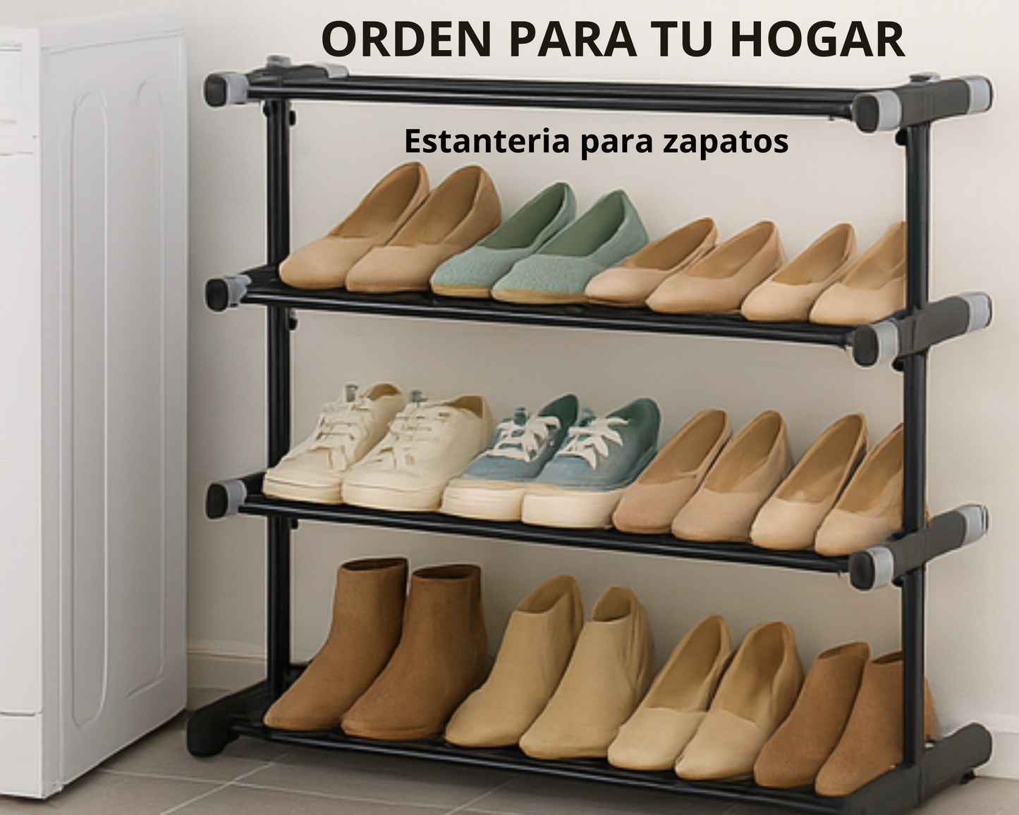 ABB4US | Standing Shoe Rack | For Clothing and Shoes | Hallway Coat Rack for Home | Clothes Rack with Hooks | Entrance, Bedroom, Hallway Furniture | Resistant | Steel | 60x35x163cm