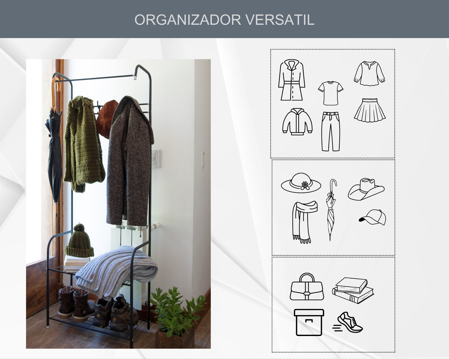 Perchero de Pie Zapatero | Perchero Entrada Recibidor para Hogar | Perchero de Ropa con 4 Ganchos y 2 Piezas de Fijación | Dormitorio Pasillo | Estable | Ahorra Espacio | Negro