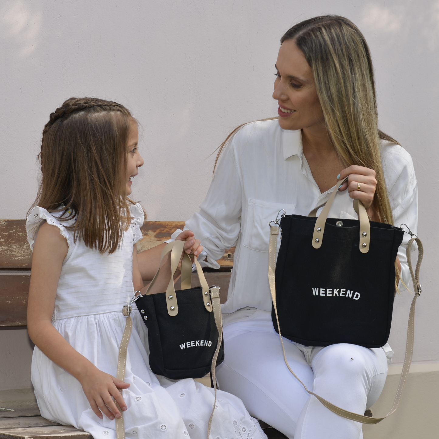 ABB4US | Set of 2 mother and daughter canvas bags Medium and small size Perfect for going together Women's bag Women's crossbody bag Shoulder bags Multifunctional Magnetic closure
