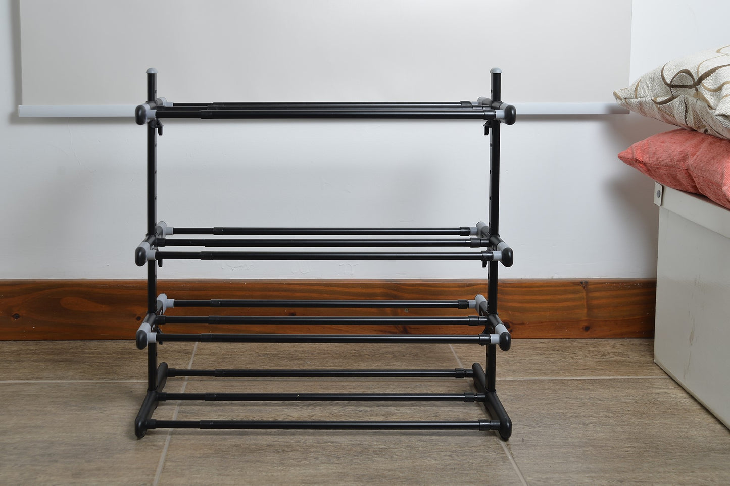 Zapatero Metálico 4 Baldas | Extensible | Altura y Profundidad Ajustables | Organizador Zapatos | 20 Pares