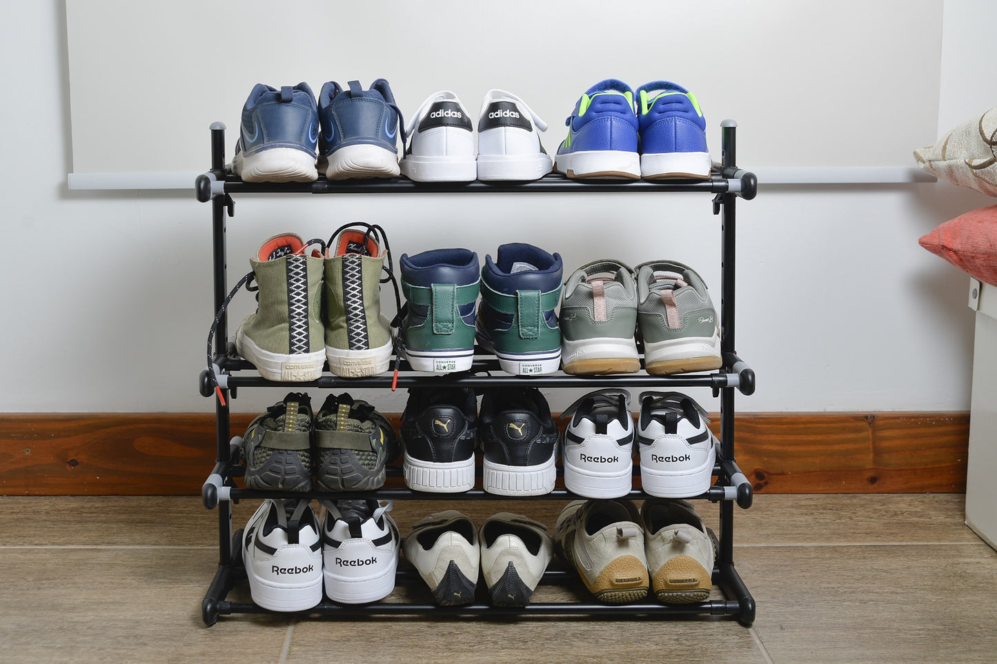 Zapatero Metálico 4 Baldas | Extensible | Altura y Profundidad Ajustables | Organizador Zapatos | 20 Pares