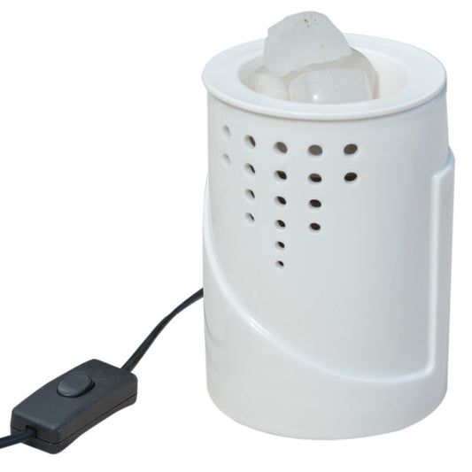Calentador de Velas Aromáticas con Luz LED | Difusor de Aceites Esenciales | Lámpara de Noche | Incluye Pack de Ceras Perfumadas | Blanco