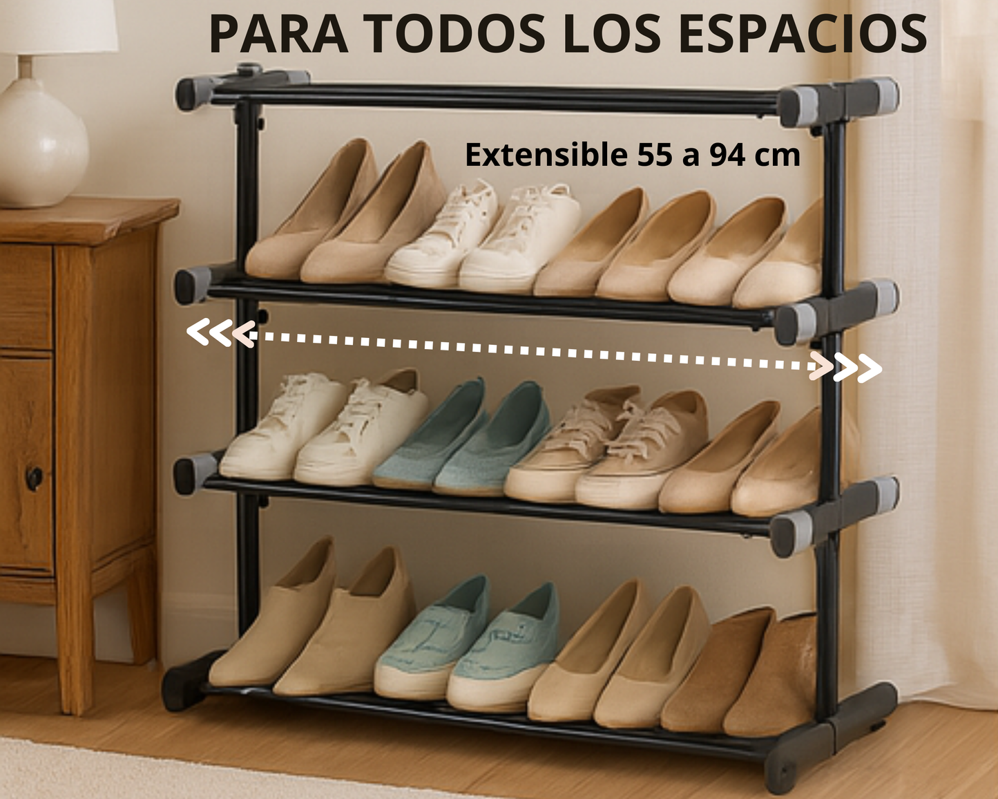 ABB4US | Standing Shoe Rack | For Clothing and Shoes | Hallway Coat Rack for Home | Clothes Rack with Hooks | Entrance, Bedroom, Hallway Furniture | Resistant | Steel | 60x35x163cm 