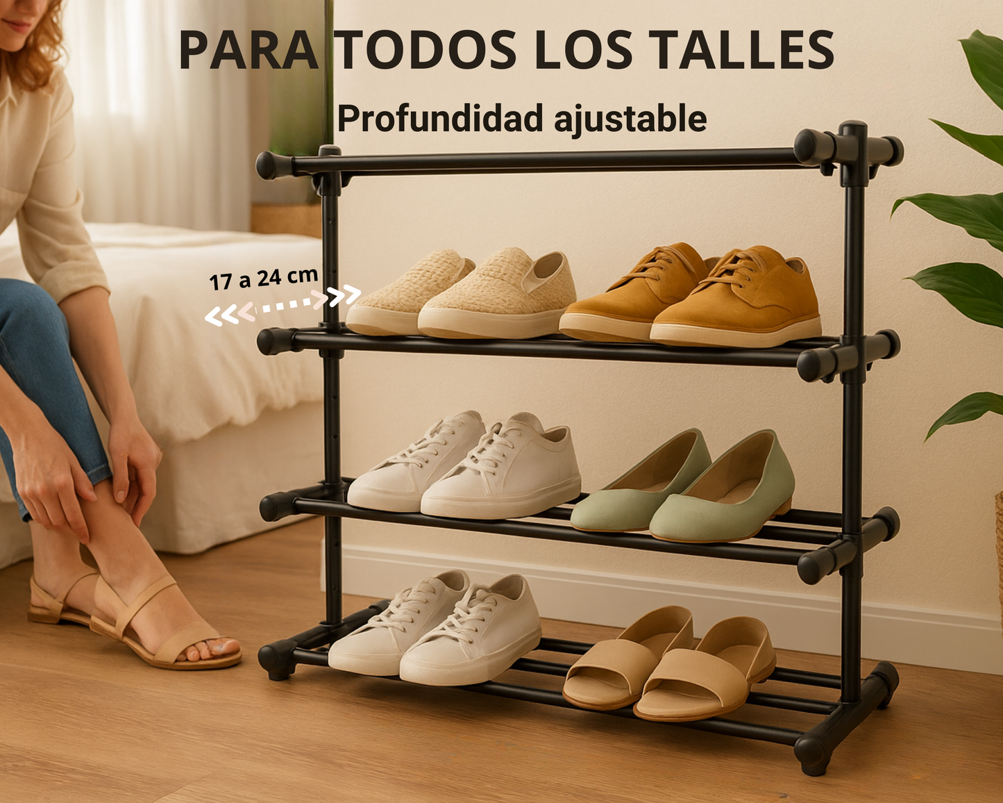 ABB4US | Standing Shoe Rack | For Clothing and Shoes | Hallway Coat Rack for Home | Clothes Rack with Hooks | Entrance, Bedroom, Hallway Furniture | Resistant | Steel | 60x35x163cm 