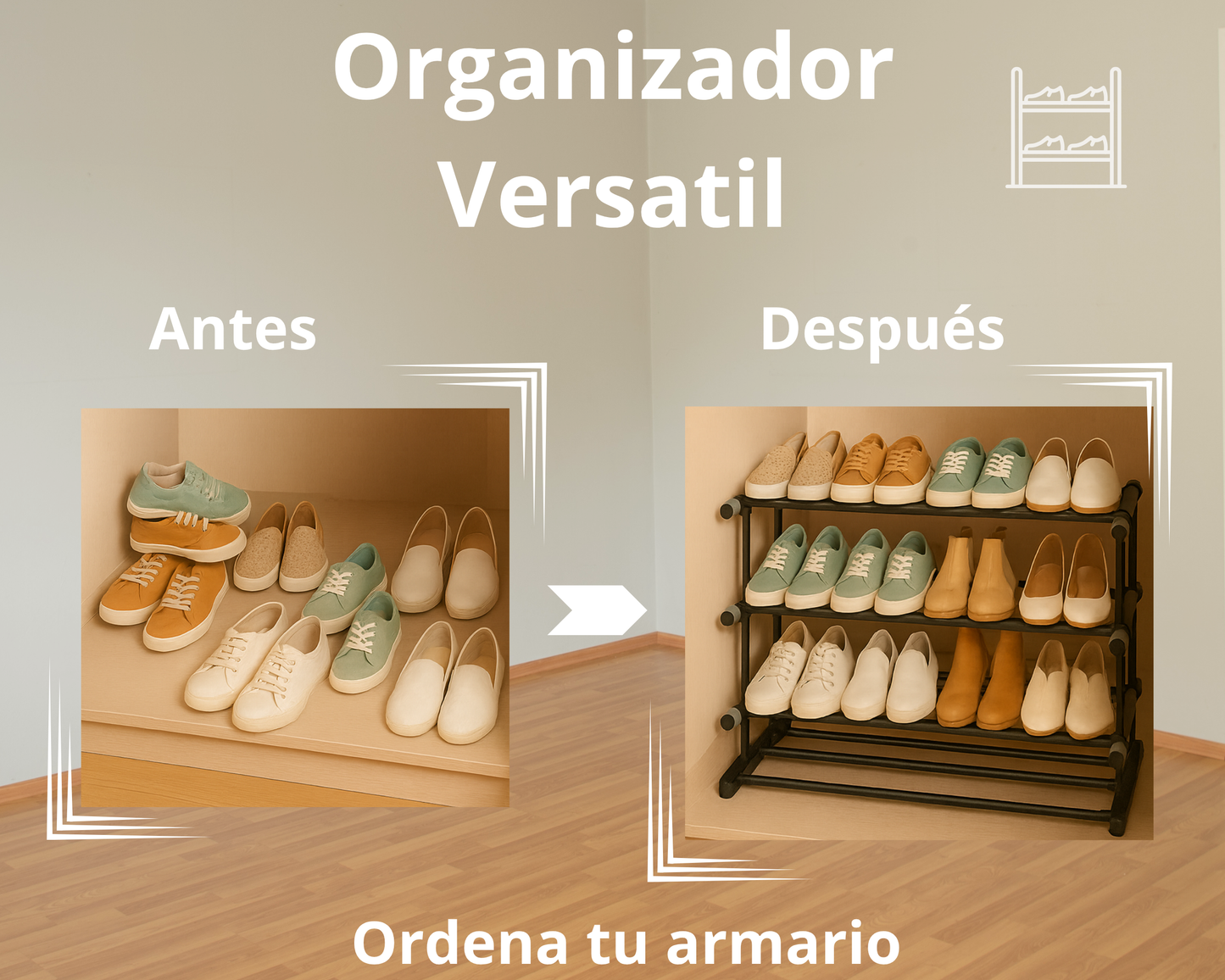 Zapatero Metálico 4 Baldas | Extensible | Altura y Profundidad Ajustables | Organizador Zapatos | 20 Pares